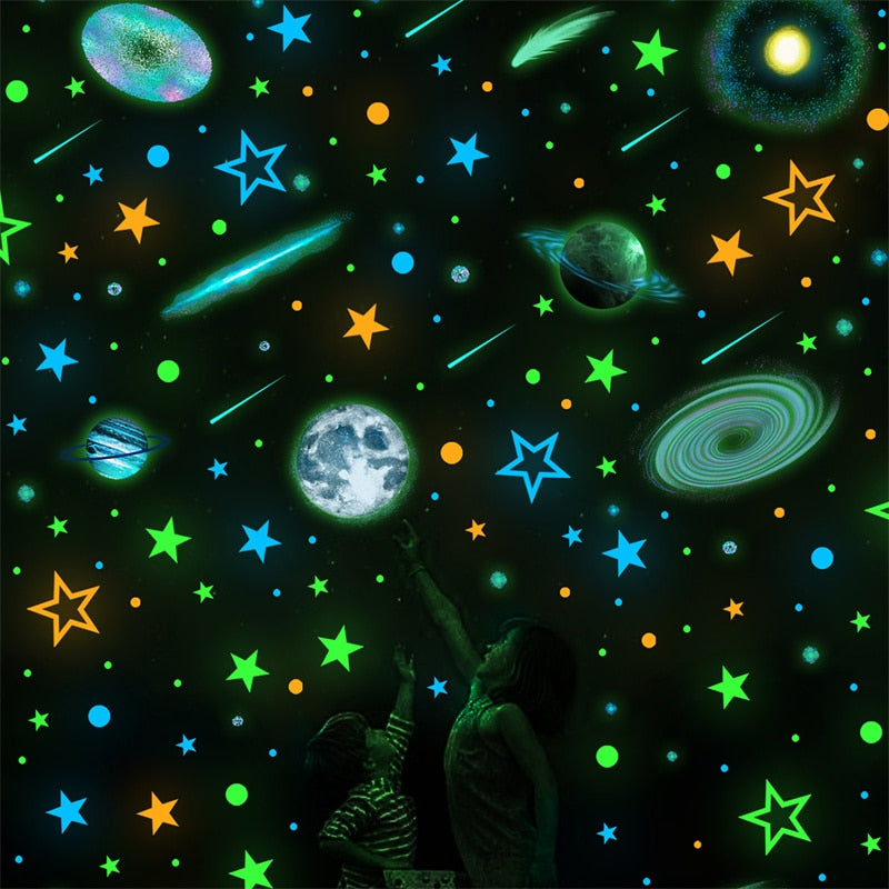 Glow in The Dark Space Wall Decals