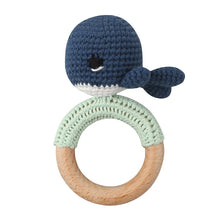 Load image into Gallery viewer, Crochet teether, pacifier clip and rattle set