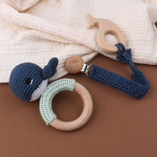 Load image into Gallery viewer, Crochet teether, pacifier clip and rattle set