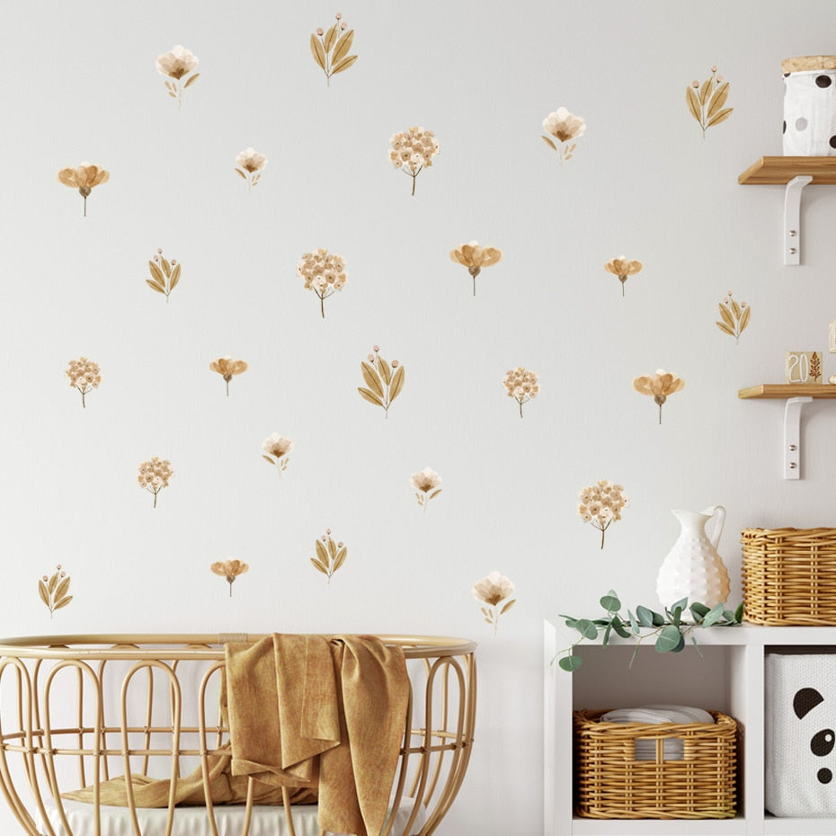 Boho Floral & Butterfly Watercolor Nursery Wall Decals
