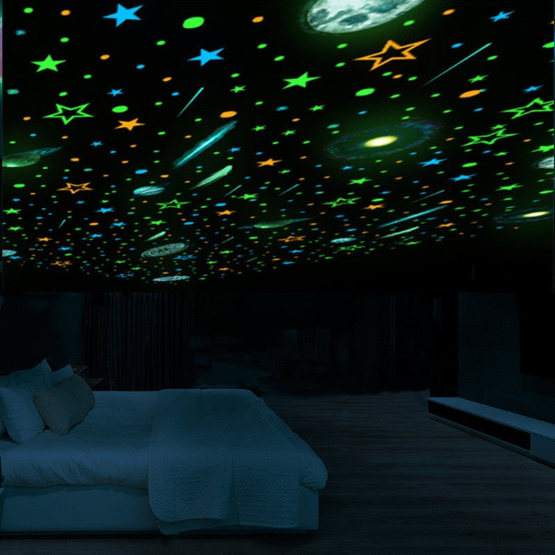 Glow in The Dark Space Wall Decals