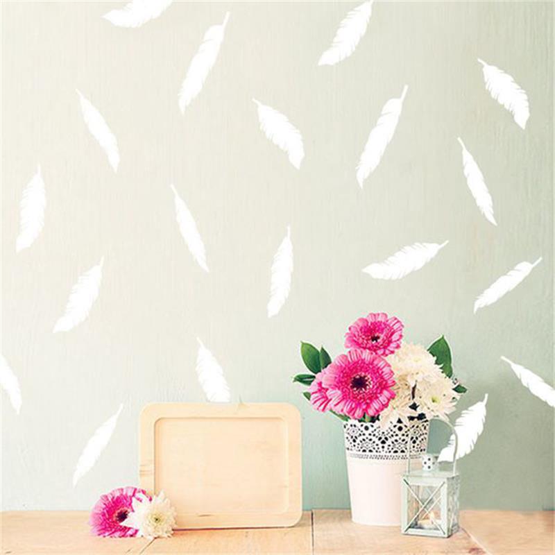 12pcs Feather Shape Wall Stickers