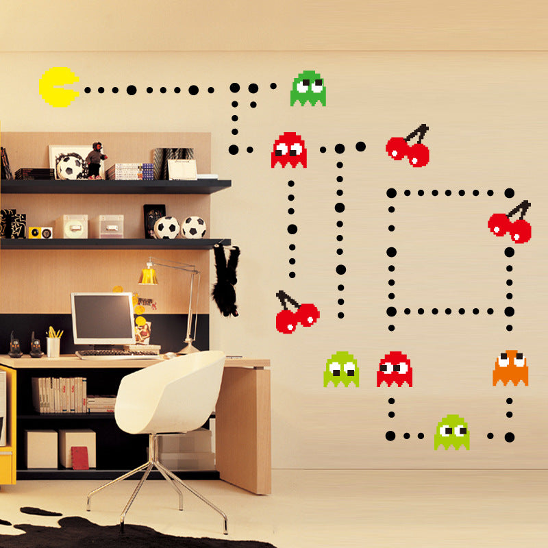 Classic Game Pac Man Pixel Design Wall Sticker