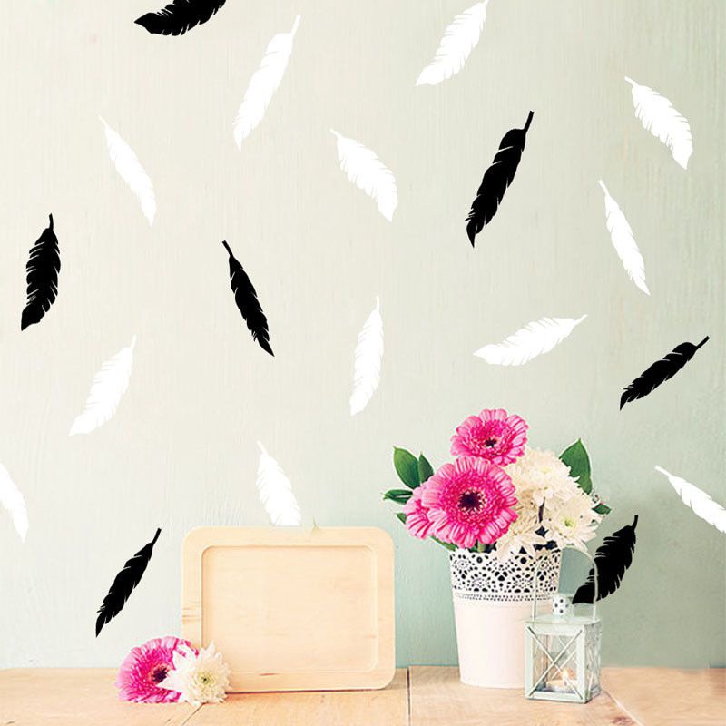 12pcs Feather Shape Wall Stickers