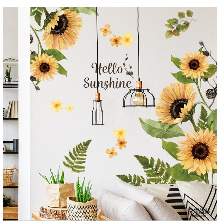 Large "Hello Sunshine" Sunflower Wall Sticker