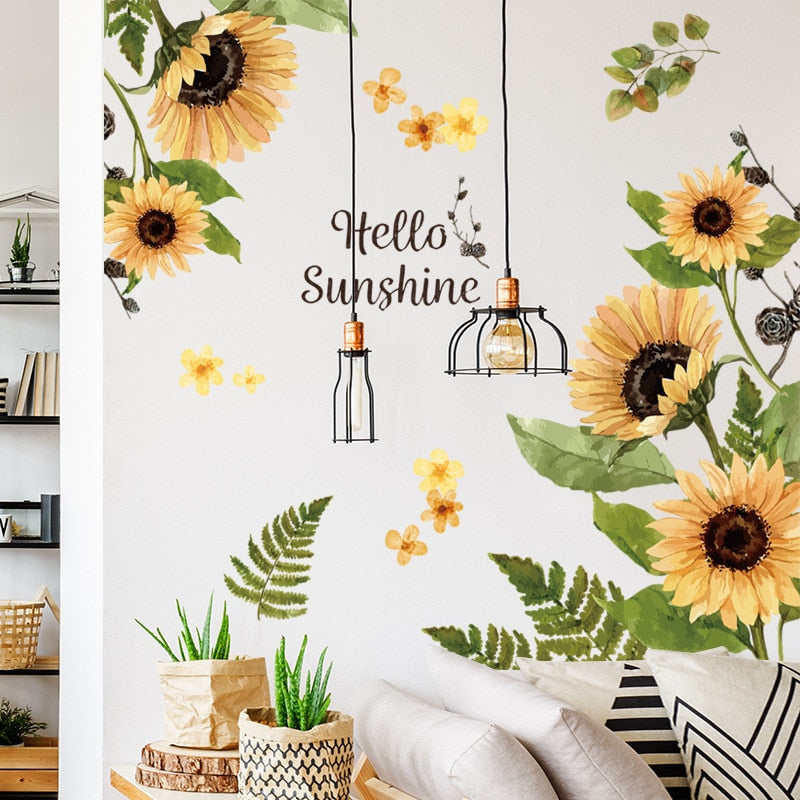 Large "Hello Sunshine" Sunflower Wall Sticker