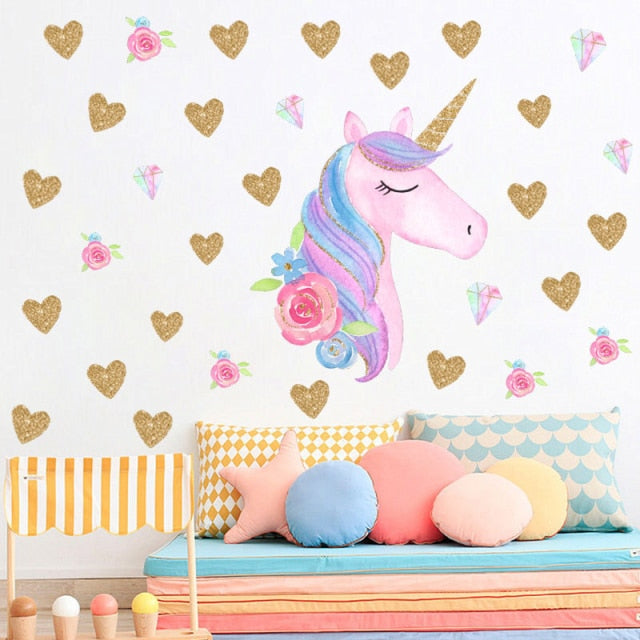 Unicorn & Hearts Shape Wall Sticker