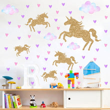 Load image into Gallery viewer, Unicorn Horse Heart &amp; Clouds Wall Sticker