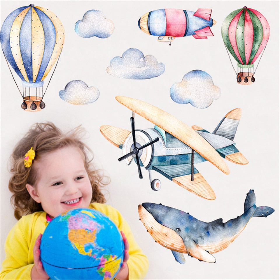 Hot Air Balloon with whales Wall Sticker