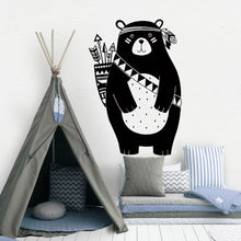 Load image into Gallery viewer, Black &amp; White Tribal Cartoon Bear Wall Decal
