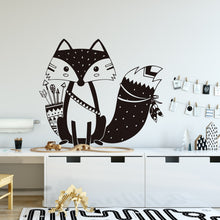 Load image into Gallery viewer, Black &amp; White Tribal Cartoon Fox Wall Decal