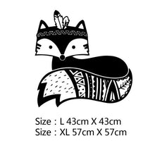 Load image into Gallery viewer, Black &amp; White Tribal Fox Wall Decal