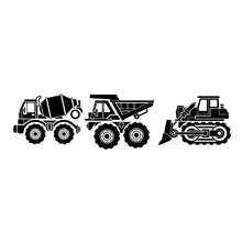 Load image into Gallery viewer, Bulldozer Cement Truck Dump Truck Wall Decal, Construction Vehicles Truck Wall Sticker