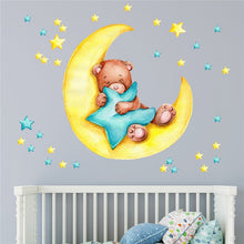 Load image into Gallery viewer, Teddy Bear Sleeping on The Moon Wall Sticker