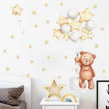 Load image into Gallery viewer, Bear Balloon &amp; Stars Nursery Wall Decal