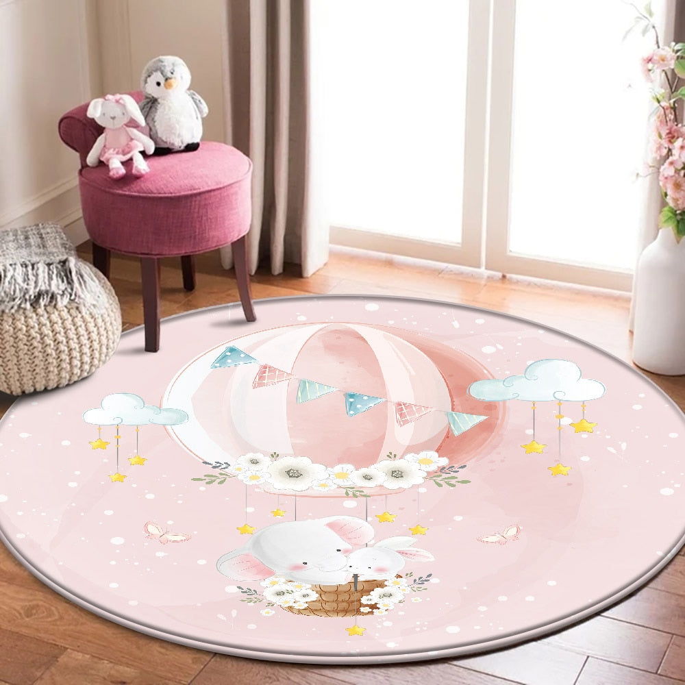Pink Round Cartoon Play-Mat