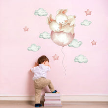 Load image into Gallery viewer, Bunnies Sleeping on Pink Balloon Wall Decal