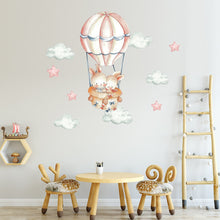 Load image into Gallery viewer, Bunnies floating in Hot Air Balloon Wall Decal