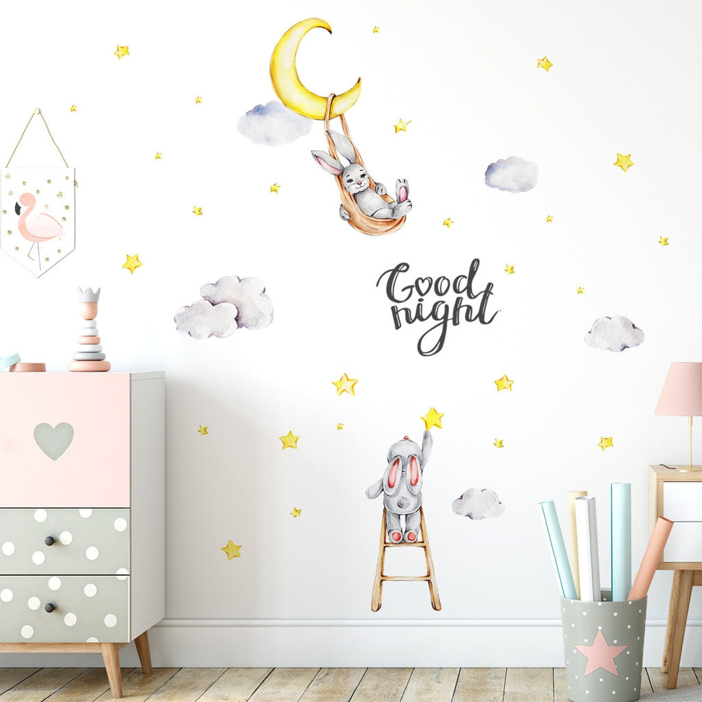 Bunny Placing Starts in the Sky Wall Decal