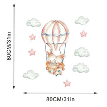 Load image into Gallery viewer, Bunnies floating in Hot Air Balloon Wall Decal
