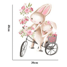 Load image into Gallery viewer, Floral Bunnies on Bike Wall Decal