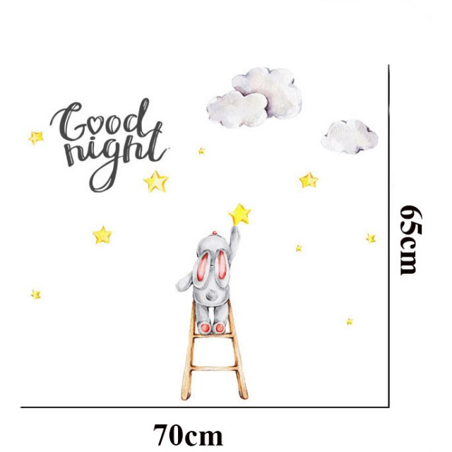 Bunny Placing Starts in the Sky Wall Decal