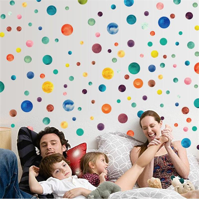 80pcs/set Colorful Polka Dot Wall Decals